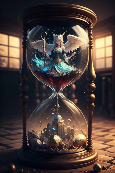 1 girl, full body,heaven and hell, angels and demons, (Hourglass), masterpiece, high detailed, high quality, <lora:Hourglass_Sora:0.7>, masterpiece,ultra realistic, extremely detailed CG unity 8k wallpaper, best quality, sunny day