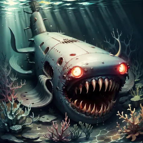 <lora:DemonMawAI:.8>, DemonMawAI, submarine, underwater ,