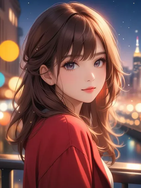 masterpiece,best quality,city,1girl,looking at viewer,bokeh,