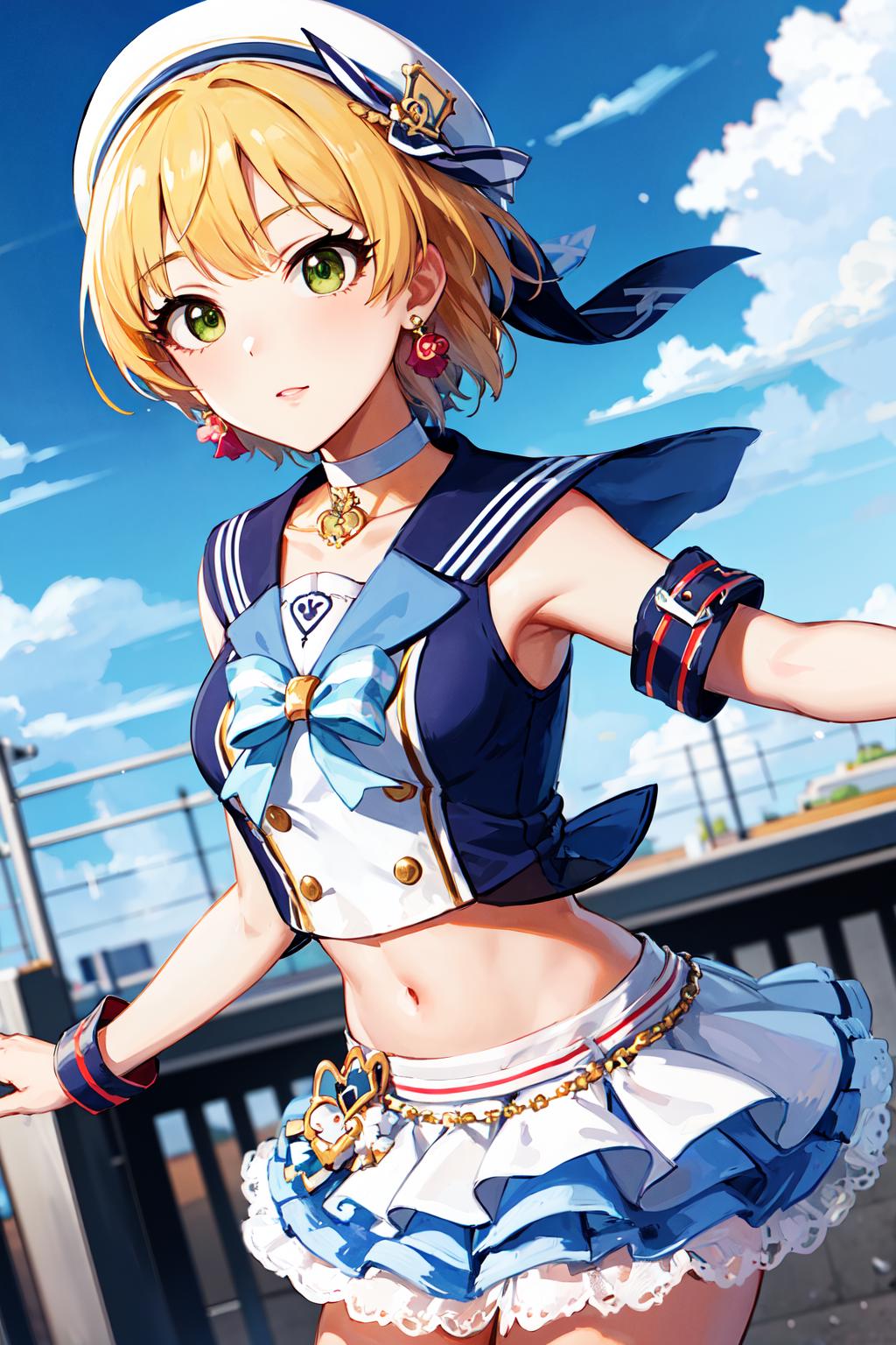 A woman in a sailor outfit is posing for a picture - SeaArt AI