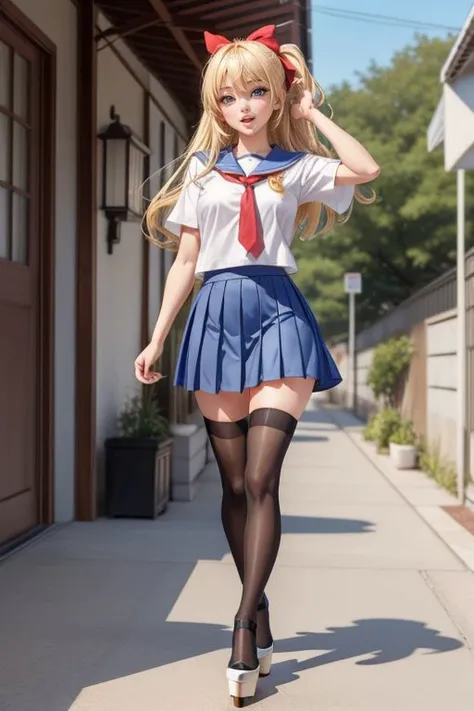 high-level image quality、Beautiful pictures、Beautie、sailorvenus、mini-skirts、poneyTail、japanes、Ultra mini skirt、Sit on the ground、from the front side、knees up、directly in front、Both legs open、Hands on knees、navel、Pichi Pichi、?17 age old、Orange High Heels、kick、White shorts、Sleeveless、Deep slit、White panty、camel's toe、Right foot high、Sailor Senshi、Sunnyday、healthy、Open your legs wide、Beautiful facial features、Beige stockings