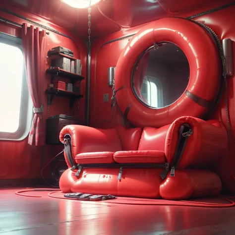 <lora:LatexTech-20:0.8>,LatexTech,scifi,  zippers , inflatable,
(LatexTech bedroom), red interior , no humans,