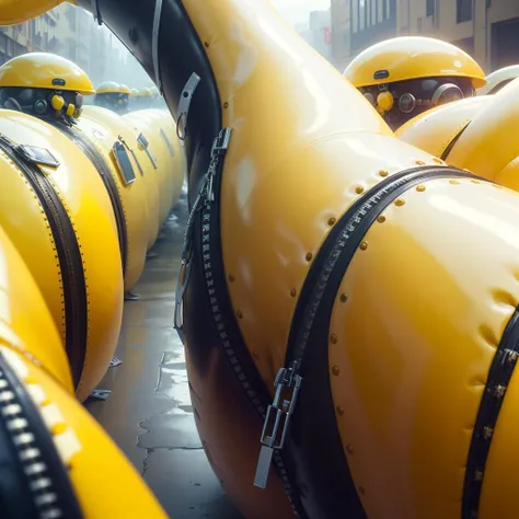 <lora:LatexTech-20:0.8>,LatexTech,scifi,  zippers ,inflatable   , 
yellow shopping district , (crowded),