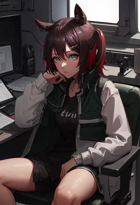 (safe:1.10), best quality, masterpiece, highres, solo, (catapult_arknights:1.10), sitting, sitting on chair, chair, cowboy shot, looking at viewer, 21 <lora:catapult_arknights:0.80>