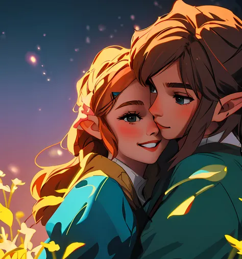 1girl, 1boy, light smile, hugging, kiss, (looking at another:1.2), <lora:lxz-000010:1>, high detail, cinematic light, (masterpiece)