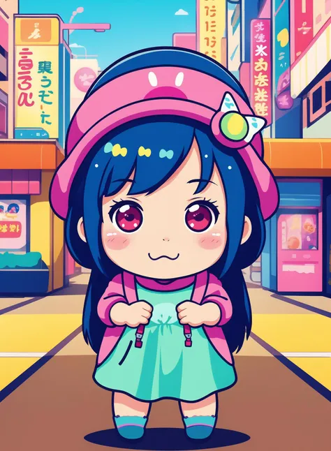 Gacha life, , chibi, Kawaii, anime, illustration, digital illustration, character, girl outfits, neon, colourful, warm, vibrant
