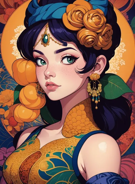 fall inspired art, digital painting, in the style of sophie wilkins, irene sheri, naoto hattori, pointillist artworks, chic illustrations, lush brushstrokes, 1970s