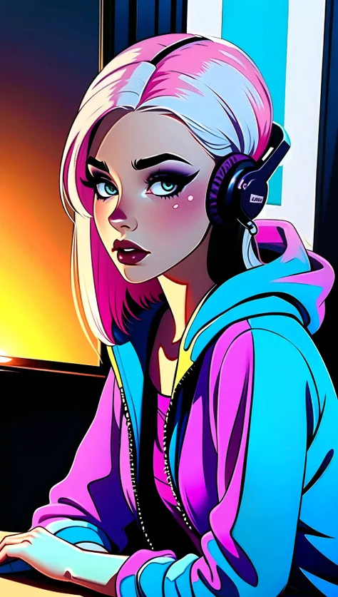 <lora:sitting_on_window:0.5> sitting_on_window Masterpiece, best quality, ((White hair, flowing hair, beautiful woman)), headphones, , <ti:prettyeyes> <ti:eyeliner5> <lora:egirlmakeupv1:0.5> egirlmakeup <ti:SceneKidNogenderNoT4N> <ti:NeonLightingScene> <lora:apstyle2:0.5> apstyle3