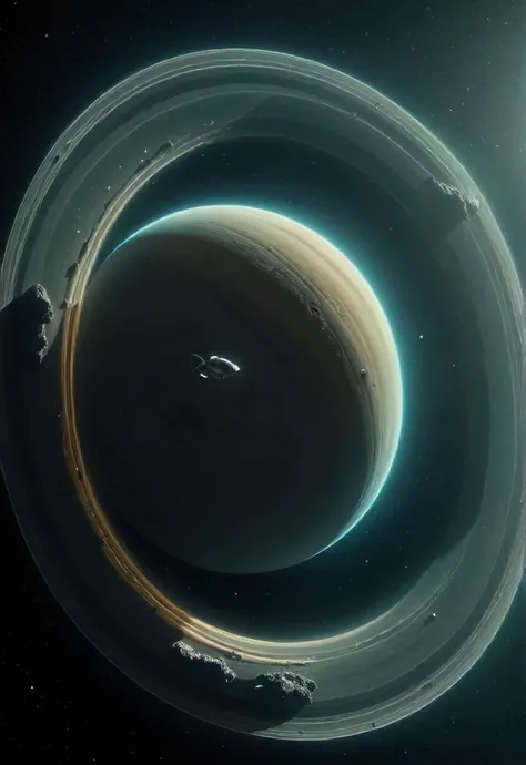 a small floating aquarium planet orbiting tiny little fish orbiting on saturn's fish outer ring, low-key, cinematic, <lora:small-planet-04:0.8>