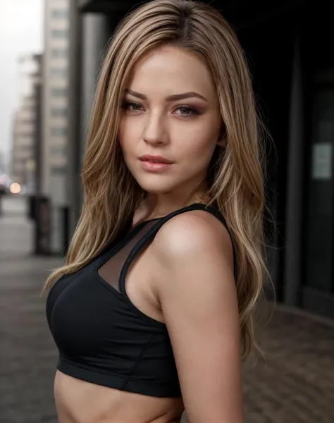 (realistic, photorealistic), techwear fashion cinematic photo  a woman wearing Sheer Top and Ankle pants: Pants that end right at the ankle or slightly above it.,  Focus - FOV 90 degrees,  <lora:quiron_AlexisTexas_v1_Lora:0.57> AlexisTexasQuiron woman, . 35mm photograph, film, bokeh, professional, 4k, highly detailed . futuristic, cyberpunk, urban, tactical, sleek, dark, highly detailed,  (high quality skin), (high detailed face skin), (realistic iris), (realistic pupils), (skin pores), (skin imperfections:0.27),