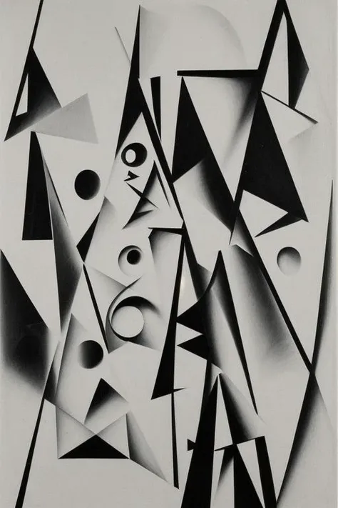 Cubist artwork <lora:Cubism_last:3>, taken with iphone camera, medium shot selfie of a pretty young woman, smiling, shy, bdsm, bondage, swedish, long black and blonde hair, dark eye makeup, ((cleavage)), film grain, medium quality,   . Geometric shapes, abstract, innovative, revolutionary