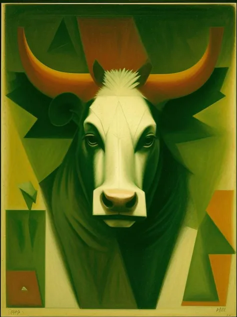 cinematic film still animal, cow bull, eating <lora:Cubism_last:1.95> green orange red theme, tasty fresh flowers, trees, . shallow depth of field, vignette, highly detailed, high budget Hollywood movie, bokeh, cinemascope, moody, epic, gorgeous, film grain, grainy
