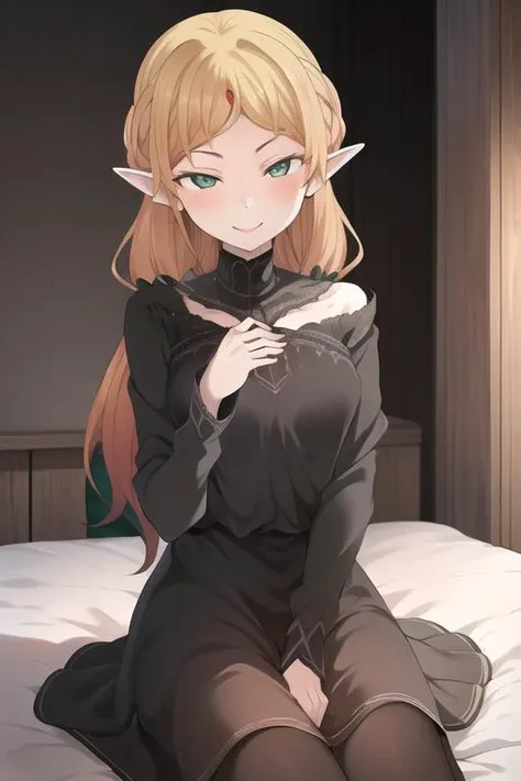 <lora:terasuMC-000010:1:lbw=OUTALL>,
full-face blush,corruption, looking at viewer, (smirk,smug, smile ), sitting, on bed, hotel room, wariza,
<lora:人ç©-å¼ä¸çè
è
-ç¿ :1:lbw=CHAR>, sui \(isekai ojisan\), blonde hair, elf, pointy ears, sidelocks, long hair, small breasts,green see-through dress, jewelry,, (masterpiece),(best quality),extreamly delicate and beautiful,illustration,absurdres,(realistic:0.4), high quality,, 1girl, solo,solo_focus,