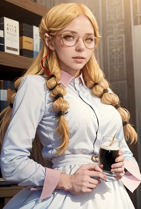 (masterpiece, best quality), 1girl,    <lora:PoBidauTiara:0.8> PoBidauTiara, 1girl, solo, very long hair, blonde hair, long sleeves, white dress, red ribbon, hair ribbon, yellow eyes, glasses, collared dress,