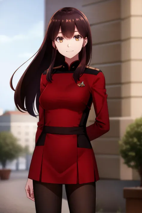 (masterpiece), (best quality), (ultra-detailed), 1girl, solo, <lora:STNGV3new:0.7>, s3stngunf (red) uniform, black pantyhose, <lora:akagi_(kancolle)_v1:0.7>, aaakagi, long hair, 
BREAK outdoors, 
BREAK standing, cowboy shot, light smile, 
BREAK <lora:GoodHands-beta2:1>,