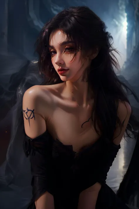 <lora:frd:1> perfect, beautiful, frd_woman <lora:br_max-000014:0.7> 1girl, beautiful woman solo, long hair, lips
((Masterpiece)), (high resolution:1.2), (beautiful composition),  goth
(gothic tattoos), hetero, (very sexy:1)
(photography:1.1), (realistic:1), (photorealistic:1.1),( volumetric lighting:1.1), dynamic lighting, real shadows, atmospheric, (highres:1.1), Sharp focus, contrasting colors, (hyperrealistic:1.1), Intricate, High Detail, dramatic, big depth of field, Vivid, polished, (Full Sharp) (extremely absurdres) (wind, windy:1.1), anatomically correct hand, ideal hands, (candid shot)
very sexy, intricate detail, , real skin texture, dynamic lighting, volumetric lighting, real shadows, polished, <lora:breastsizeslideroffset:-0.3> <lora:eyelashes_slider_v3:1.2> <lora:more_details:0.5> <lora:GoodHands-beta2:1> <lora:epi_noiseoffset2:0.9> <lora:weight_slider_v2:-0.8> <lora:ClothingAdjuster3:0.3> nsfw  uncensored