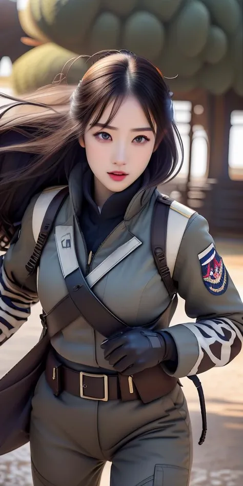 masterpiece,highres, highest quality,intricate detail,best texture,realistic,8k,soft light,perfect shadow,
outdoor,sunny,falling leaf, air base,Fighter aircraft,fighter fleet,warehouse,
portrait,upper body,dajie,1girl,airforceUniform,airforce helmets,famous watch, cigar,sunglasses,thumb up,pistol on the waist,walking, <lora:airforceUniform_v20:0.5>