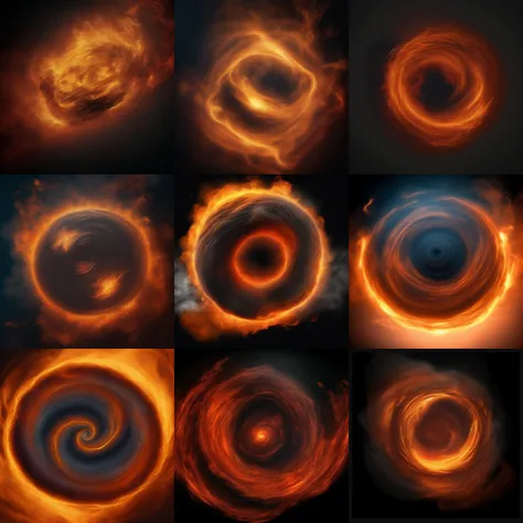 fireball ,Rolling flames with a black background smoke