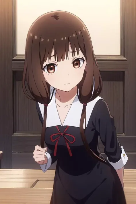 mikoiino, <lora:miko iino s3-lora-nochekaiser:1>,
miko iino, blunt bangs, (brown eyes:1.5), brown hair, hair tie, long hair, low twintails, red ribbon, ribbon, twintails,
BREAK long sleeves, dress, ribbon, school uniform, collarbone, (black dress:1.2), sailor collar, white sailor collar, red ribbon, neck ribbon, shuuchiin academy school uniform, armband,
BREAK indoors, classroom,
BREAK looking at viewer, (cowboy shot:1.5),
BREAK <lyco:GoodHands-beta2:1>, (masterpiece:1.2), best quality, high resolution, unity 8k wallpaper, (illustration:0.8), (beautiful detailed eyes:1.6), extremely detailed face, perfect lighting, extremely detailed CG, (perfect hands, perfect anatomy),