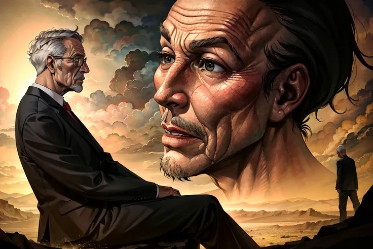 old man, around 70 years old, surrounded by own thoughts, insanity coming, afraid of losing mind, surrealism, realistic, 4k, best quality, view from side, looking down
Negative prompt: (ng_deepnegative_v1_75t:1.193), worst quality, low quality, ((by bad-artist)), (bad-image-v2-39000:0.830299)
Steps: 18, Sampler: DPM++ 2S a Karras, CFG scale: 7, Seed: 87637010, Size: 768x512, Model hash: 7f2b83628d, Model: MoonRide Mix 10, Denoising strength: 0.47, Clip skip: 2, Hires upscale: 1.5, Hires upscaler: Latent