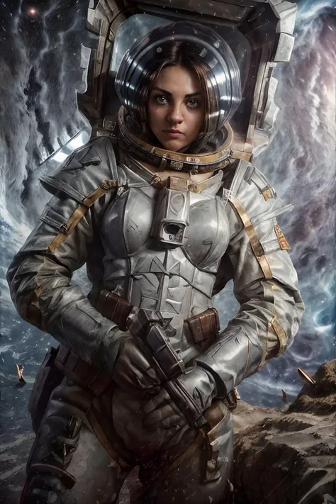 1girl, (photographic:1.3), (RAW photo:1.3), (ultra wide lens:1.3), (far shot:1.3), (selfie shot:1.3), ((milkun)), (an astronaut taking selfie floating on space:1.4), soldier, spacesuit, rifle, fighting, war, battle, (helmet on:1.3), (infinite space behind her:1.3), (no gravity:1.1), soft lighting, film grain, Fujifilm XT3, dslr, masterpiece, best quality, realistic, high-quality, realistic works, ultra-high details, 8k uhd, real skin materials, <lora:add_detail:1>, <lora:LowRA:0.5>, astra militarum, imperial guard, wh40k, <lyco:whsororitas_v4:.3>, <lyco:ww1ger_v0.1:.7>, grey spacesuit, armor, detailed eyes, sharp focus, <lyco:Saint Celestine MK1 by CARAXES:.5>