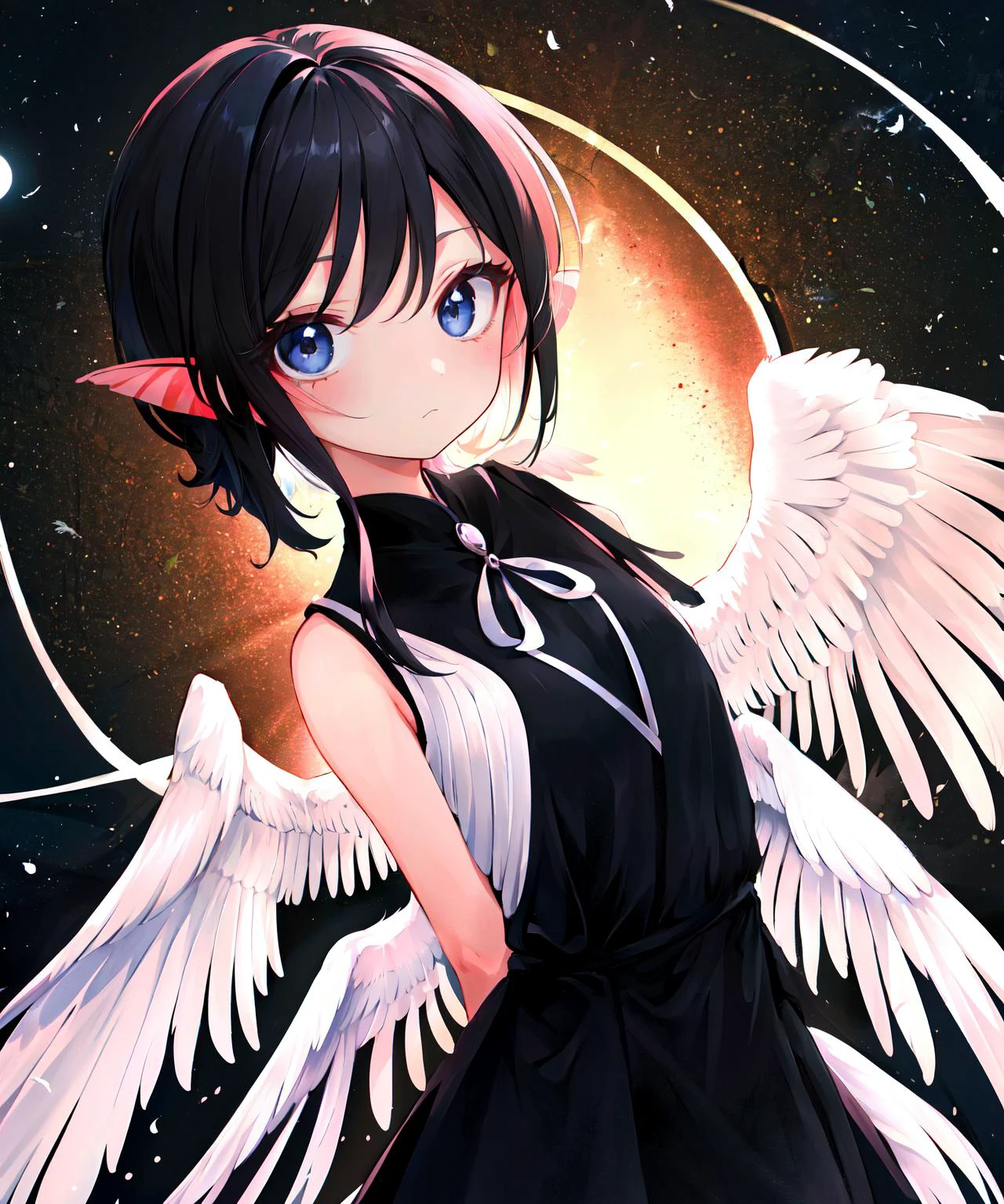 <lora:Atmospheric:1>,
<lora:niaoren_10:0.8> niaoren, feathered wings, white wings,
black hair, black eyes,
white dress,
flying,
(8k, masterpiece, best quality, high resolution),
cute face, kawaii, cute, very big eyes, Aesthetic Anime Eyes, small face,
moonlight,
expressionless,
1girl, solo,