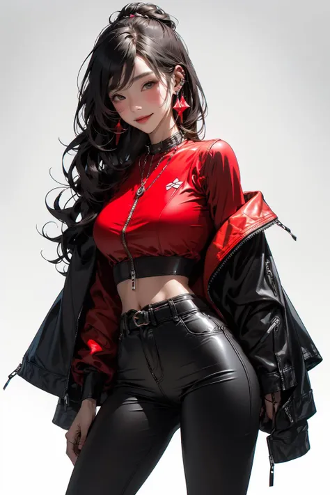 (masterpiece:1.2), best quality,CG,midjourney,
1girl, jewelry, solo, long hair, leather, black hair, ring, leather jacket, earrings, jacket, white background, looking at viewer, simple background, black jacket, pants, brown eyes, breasts, bangs, piercing, black pants, long sleeves, belt, cowboy shot, leather pants, closed mouth, ear piercing, zipper, blush, cropped jacket, necklace, shirt, smile
<lora:midjourney:1>