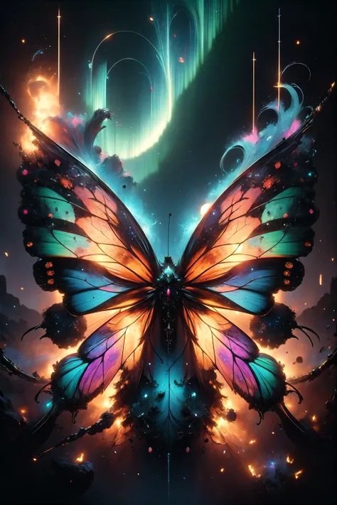 <lora:aurora-style-richy-v1:1>, aurorastyle,
beautiful butterfly anatomy diagram, bold shūji, chart, schematics, infographic, scientific, measurements, abstract, surreal, collage, new media design, poster, colorful highlights, tarot card, glowing ruins, marginalia, 8k, extremely detailed, dark color palette, style of Katsuhiro Otomo, Masamune Shiro, pantone, on black canvas, typography annotations,