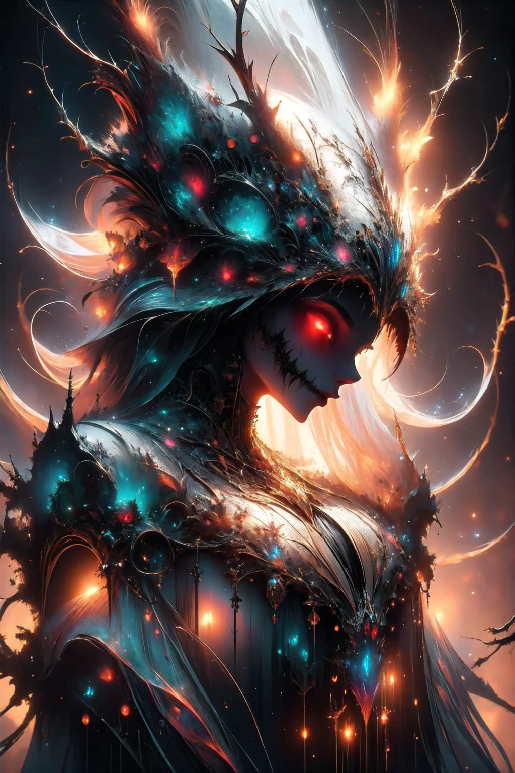 <lora:aurora-style-richy-v1:1>, aurorastyle,
universal tree of life and death, suspended in a ray of light, low angle view, dark moody atmosphere, infinite corridors made of twigs, alien symmetric constructs, mystical, dark gothic, dreamy, ethereal, detailed and intricate, hypermaximalist, elegant, ornate, luxury, elite, horror, creepy, ominous, haunting, matte painting, cinematic, cgsociety, john william waterhouse, John singer Sargent, Mucha, gloomy, realistic, trending on artstation, old oak tree, flowing twigs, allium flower, ethereal vortex, intricate detailed geometries BREAK infinite maze, mystical, dark gothic, wide angle shot, muted colors, detailed and intricate, golden ratio, hypermaximalist, elegant, ornate, luxury, elite, horror, creepy, ominous, haunting, matte painting, cinematic, Renato muccillo and Andreas Rocha, trending on artstation, no people,
