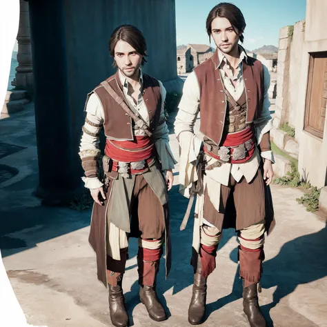 high quality, best quality, 8 k,detailed face, detailed clothes, assassin, 1boy, fancial hair, vest,boots,solo <lora:ACTrain2:1>