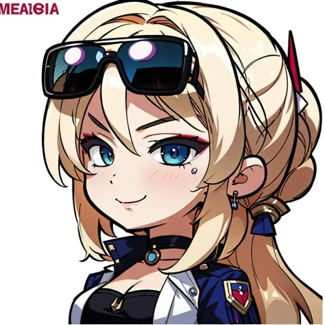 ((Masterpiece, best quality)),edgQuality,smirk,smug, 
chibi blonde Nadia with sunglasses and a choker
 <lora:Ultimate_Nadia:0.5>
white background,simple background, <lora:DarkCabalChibiStyle:1.6>