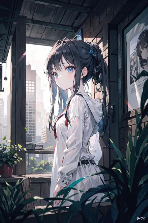 best quality, cinematic light, detailed background,extremely detailed,depth of field,girl,, landscape, hidden shot