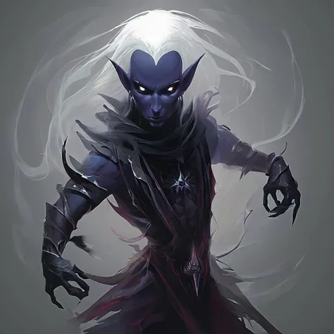 Drow are the Dark Elves of the Underworld - fearless killers who are known for both their spellcasting and fighting ability. Though more frail than humans,they are solid fighters with a great reputation of ruthlessness and precision. Those who cross a dark elf usually meet a swift demise. Drow are tallish elves with indigo skin and white hair,and usually have either red or golden eyes.,masterpiece,long exposure,layered elements,motion photography,stark contrasting color transitions,saturated colors,harmonious color story,illusionism,beautiful details,blackhole energy core,
<lora:artfullydrow__sdxl_v1:1>,