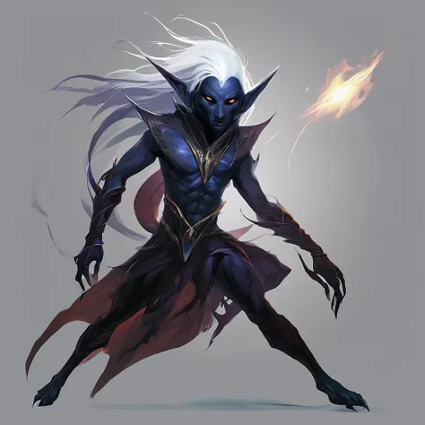 Drow are the Dark Elves of the Underworld - fearless killers who are known for both their spellcasting and fighting ability. Though more frail than humans,they are solid fighters with a great reputation of ruthlessness and precision. Those who cross a dark elf usually meet a swift demise. Drow are tallish elves with indigo skin and white hair,and usually have either red or golden eyes.,masterpiece,long exposure,layered elements,motion photography,stark contrasting color transitions,saturated colors,harmonious color story,illusionism,beautiful details,blackhole energy core,
<lora:artfullydrow__sdxl_v1:1>,drow ranger,scimitars,panther familiar,protection from evil,whirlwind attack,faerie fire,tracking,friend,of the moon elves,