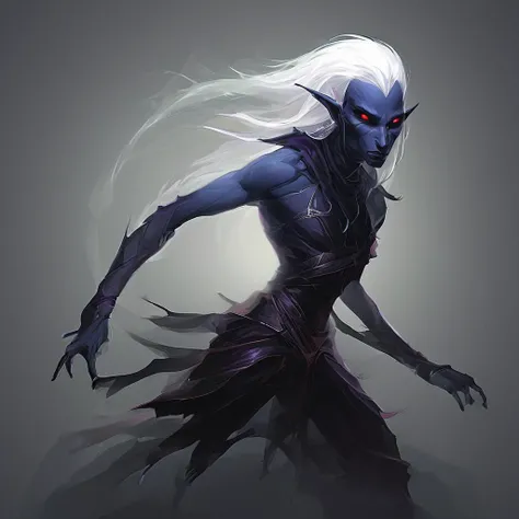 Drow are the Dark Elves of the Underworld - fearless killers who are known for both their spellcasting and fighting ability. Though more frail than humans,they are solid fighters with a great reputation of ruthlessness and precision. Those who cross a dark elf usually meet a swift demise. Drow are tallish elves with indigo skin and white hair,and usually have either red or golden eyes.,masterpiece,long exposure,layered elements,motion photography,stark contrasting color transitions,saturated colors,harmonious color story,illusionism,beautiful details,blackhole energy core,
<lora:artfullydrow__sdxl_v1:1>,