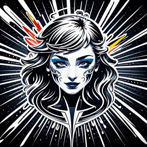 ((((Sticker)))) ((vector art)), A tiny fairy woman, logo, <lora:Stylora:0.7> highly detailed, style, <lora:abstractor_yiu_v14:0.6> lightning in the background, detailed absurdly