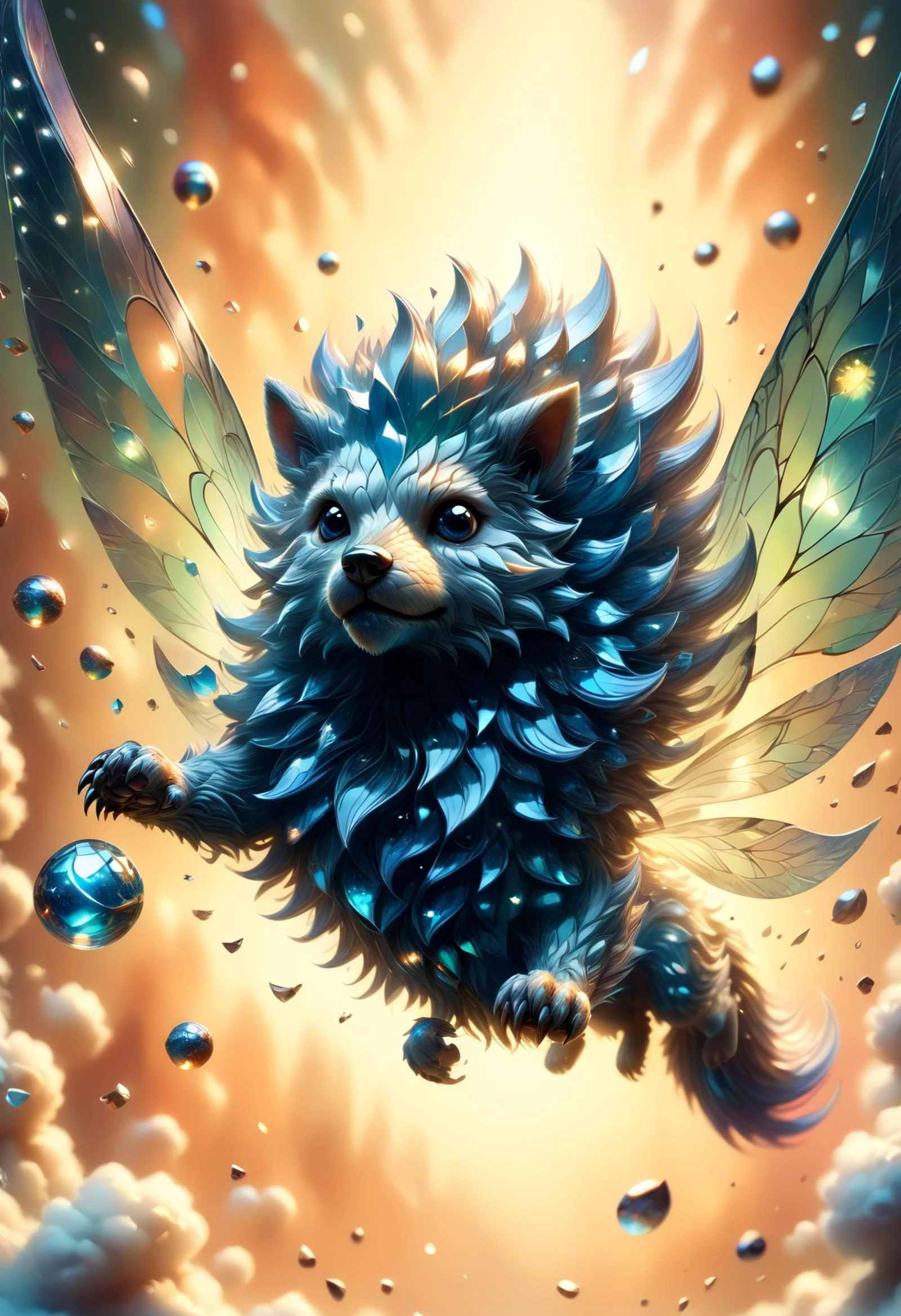 DonMBr0ck3nM1rr0rXL werewolf, cute furry fuzzy creature, alluring gaze, fairy tail, ethereal, fantastic, playful expression, enchanting, guardian spirit ,score_9, score_8_up, score_7_up, score_6_up, score_5_up <lora:DonMBr0ck3nM1rr0rXL-pony:1>