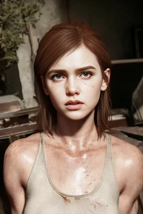 ultra realistic 3ll13tl02 8k cg, picture-perfect face, flawless, clean, masterpiece, professional artwork, famous artwork, dark lighting, cinematic bloom, perfect face, beautiful face, beautiful eyes bukkakAI, 1girl 3ll13tl02 , , rude, , erotic, enchanting, angry look, looking at viewer, ((biting lips)), lip bite, , bare shoulder, solo, ((sitting)), sharp jaw, (((hollow cheeks))), ((very thin waist)), ((very slim waist))athletic, petite, (redhead), ((freckles)), abandoned room, postapocalyptic background, dirty , dark forest,
<lora:3ll13tl02-04:0.75>