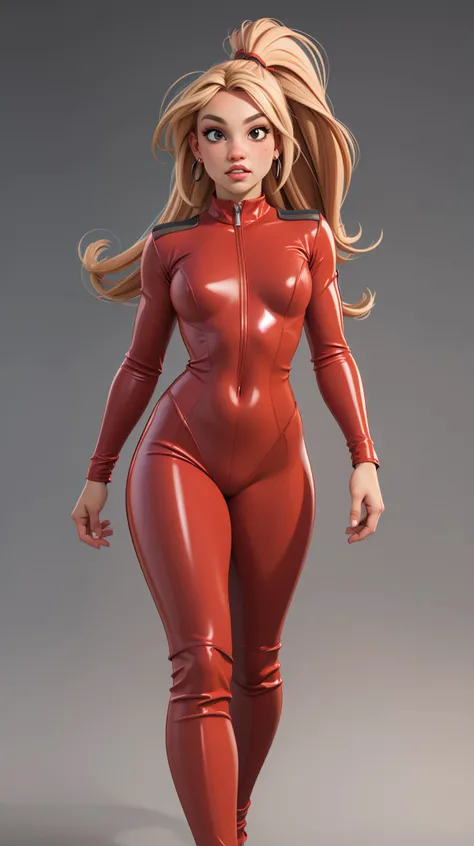 <lora:britneyspears_smf_lora_02:1> Britney Spears as cartoon character, long hair, walking in red latex suit, looking at viewer, perfect hands, ultra realistic digital art, a 3D render, photorealism, clean scene, grey scene, <lora:p3r3zstyle:0.6>