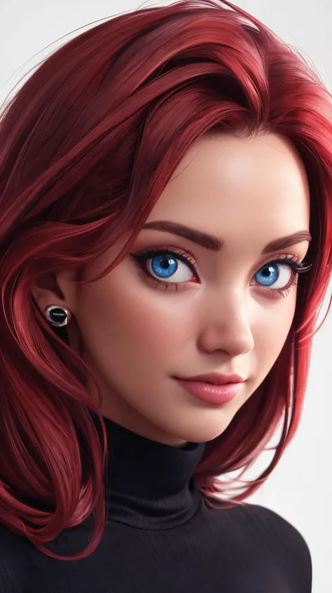 <lora:jaydenjameslora:0.7> as cartoon character, sfw, dressed, black top, turtleneck, curvy, upper body, intricate, sharp focus, soft lighting, vibrant colors, masterpiece, (frontal), detailed eyes, advertising studio lights, frontal led light ring, smooth shadows, bokeh background, Hyper Realistic Photography, Hyperdetail, UHD, Color Correction, HDR, color grading, hyper realistic (white background),