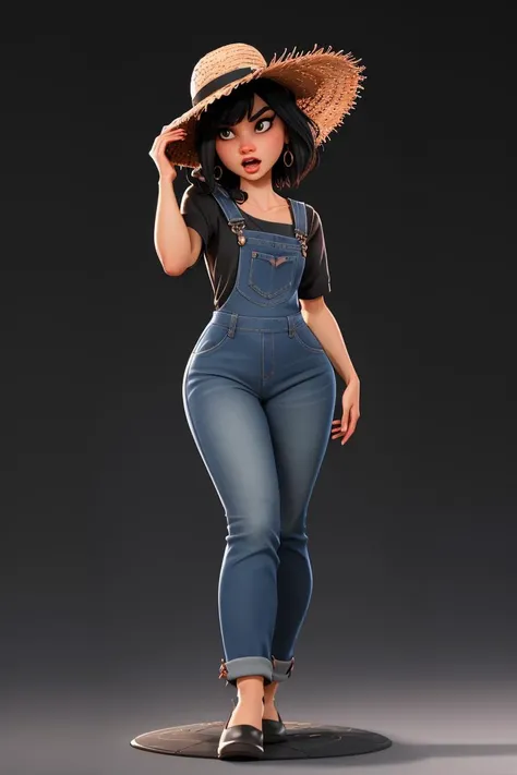  brown hair, ponytail, , huge breasts, cleavage, sexy mechanic, in a garage, (perfect hands:1.1)  (extreme far shot, full body, zoomed out:1.1) topless nude  just wear  black suspender with jumpsuit with blue jeans also wear round glasses black  ((show hard red nipples))