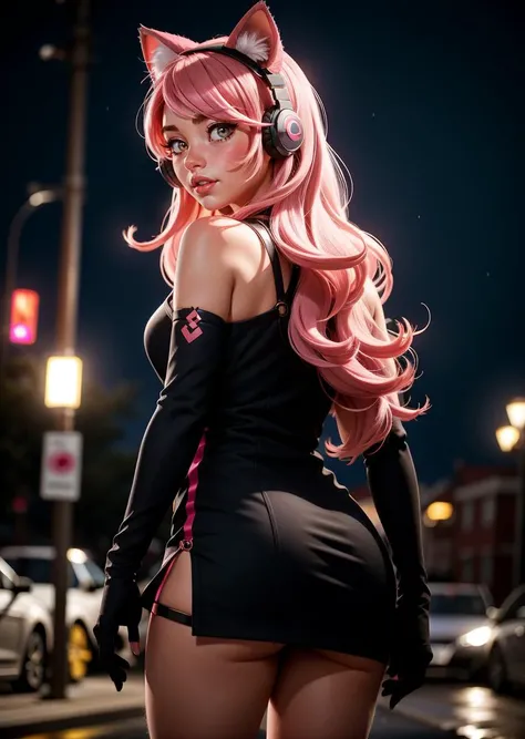 1girl, cat ear headphones, cat ears, dress, gloves, headphones, lips, long hair, pink hair, rain, solo, looking at viewer, bokeh,feet out of frame, from behind,
masterpiece, best quality, <lora:epiC35mm:1> epiC35mm <lora:epiCRealismHelper:1>, <lora:contrast_slider_v10:2>
<lora:weight_slider_v2:0.6> <lora:add_sharpness:1.0><lora:add_sharpness:1.0>