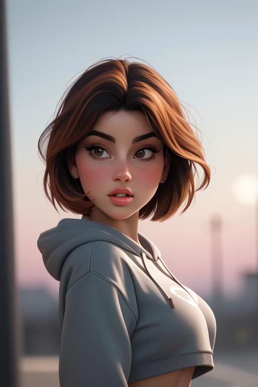 score_9, score_8_up, score_8, portret of DEN_judit_guera in a cropped (rock) hoodie,navel,ginger wild bob cut hair, street background,depth of field, desaturated background,bokeh,dark theme,soothing tones,muted colors,high contrast,(natural skin texture, hyperrealism, soft light, sharp),(close-up shot)(focus mouth) artistic photoshoot, <lora:Rembrandt Lighting Style:1.3> <lora:backlight style:0.7>,samdoesart style <lora:babesKissableLips_20:0.8>