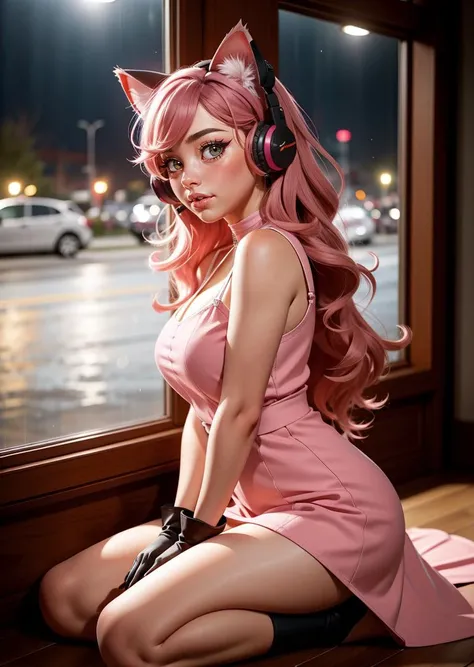 1girl, cat ear headphones, cat ears, dress, gloves, headphones, lips, long hair, pink hair, rain, solo, looking at viewer, bokeh,feet out of frame, seiza, sliding doors,
masterpiece, best quality, <lora:epiC35mm:1> epiC35mm <lora:epiCRealismHelper:1>, <lora:contrast_slider_v10:2>
<lora:weight_slider_v2:0.6> <lora:add_sharpness:1.0><lora:add_sharpness:1.0>