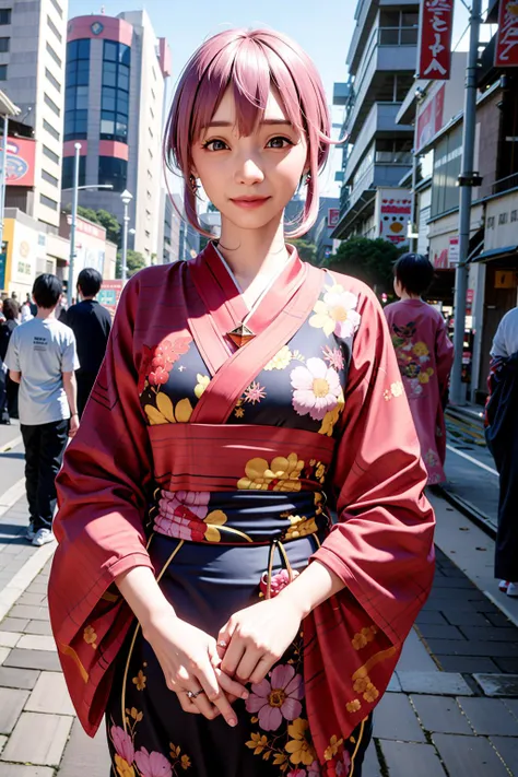 <lora:kimono:0.8>,<lora:Wiemma_8400:0.8>,
(masterpiece), (best quality:1.0), (ultra highres:1.0), realistic,
full body,1girl, slender figure,20 years old girl,
pink hair,Long curly hair,(jewelry:1.3),
black kimono,earrings, jewelry,