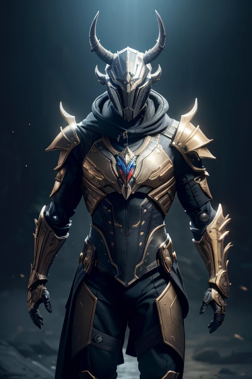 (masterpiece:1.2), best quality, high resolution, unity 8k wallpaper, (illustration:1.0), beautiful detailed, extremely detailed, perfect lighting, extremely detailed CG,glowing eyes,backlighting,armor, fake_horns, glowing, full_armor,warframe,humanoid_robot,horns,helmet,mask,sample_background, looking at the viewer,solo,perspective,