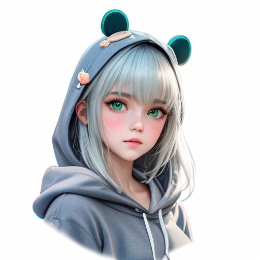 1girl,bangs,black hoodie,blush,closed mouth,clothes writing,drawstring,eyebrows visible through hair,green eyes,grey hair,hair intakes,hair ornament,hood,hood down,hoodie,long hair,looking at viewer,silver hair,simple background,solo,white background,, (masterpiece),best quality,highres,4k,8k,cinematic lighting,amazing quality,amazing shading,soft lighting,(masterpiece),best quality,highres,4k,8k,cinematic lighting,amazing quality,amazing shading,soft lighting,Illustration,analog style,a realistic photo,film grain,(photorealistic:0.6),extremely detailed cg unity 8k wallpaper,masterpiece,best quality,ultra high res,