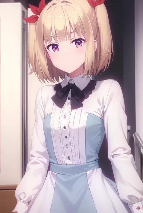 yunijima, <lora:yun ijima s2-lora-nochekaiser:1>,
yun ijima, short hair, blonde hair, (red eyes:1.3), ribbon, hair ribbon, two side up,
BREAK dress, white dress, collar, puffy sleeves, long sleeves, frills,
BREAK indoors, office,
BREAK looking at viewer, (cowboy shot:1.5),
BREAK <lyco:GoodHands-beta2:1>, (masterpiece:1.2), best quality, high resolution, unity 8k wallpaper, (illustration:0.8), (beautiful detailed eyes:1.6), extremely detailed face, perfect lighting, extremely detailed CG, (perfect hands, perfect anatomy),