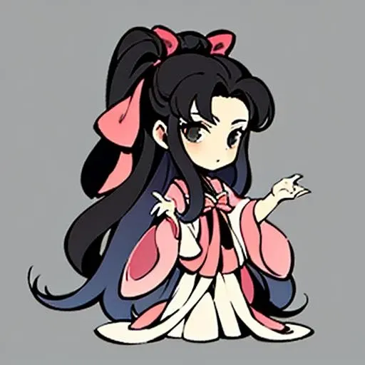 <lora:gufengjuese:0.7>,(masterpiece:1.2),best quality,
1girl,solo,long_hair,black_hair,full_body,bow,simple_background,