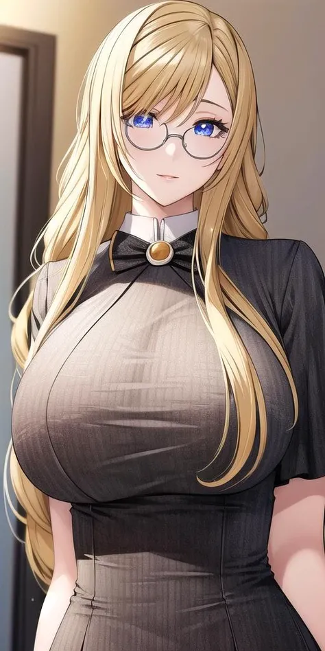 Erotic showing her huge breasts from the front with sexy clothes
